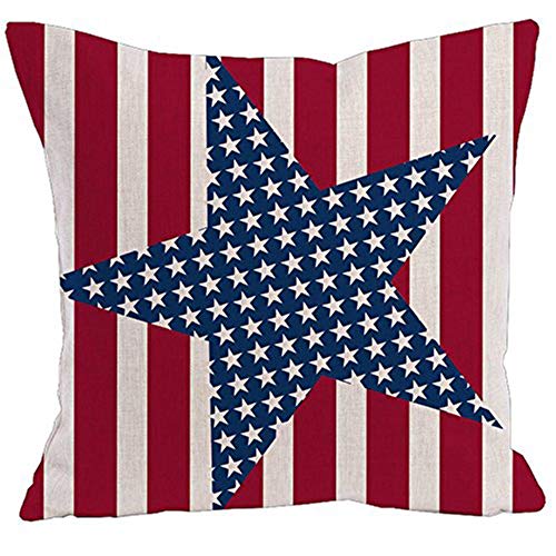 AAYU Decorative Throw Pillow Covers 20 x 20 Inch Set of 2 Red Blue and White Linen Cushion Covers for Couch Sofa Bed Home Decor