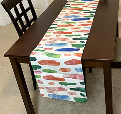 AAYU Colorful Imitation Linen Table Runner 14 x 108 Inch Runner for Everyday Birthday Baby Shower Party Banquet Decorations Table Settings