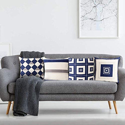 Imitation Linen Cushion Cover by AAYU | 18 X 18 Inch | 45 X 45 Cm | 4 Pieces Set | Digital Printed Both Sides | Decorative Pillow Cushion Covers for Sofa Bedroom Car Couch