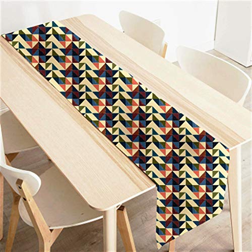 AAYU Geometric Imitation Linen Table Runner 14 x 108 Inch Runner for Everyday, Dinner Party, Outdoor Dining, Events, Decor