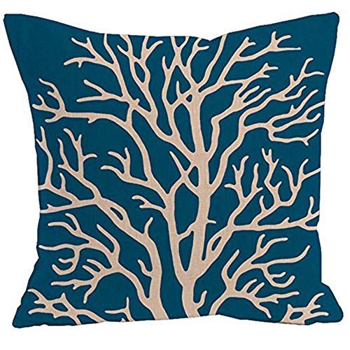 AAYU Tree Decorative Throw Pillow Covers 20 x 20 Inch Set of 2 Yellow and Blue Linen Cushion Covers for Couch Sofa Bed Home Decor