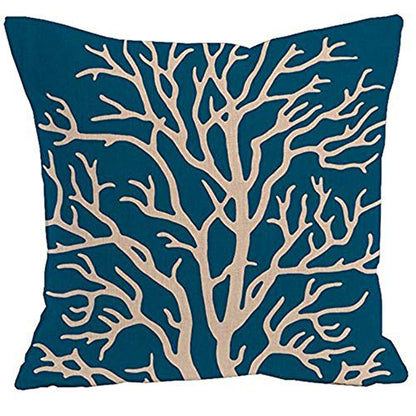 AAYU Tree Decorative Throw Pillow Covers 20 x 20 Inch Set of 2 Yellow and Blue Linen Cushion Covers for Couch Sofa Bed Home Decor