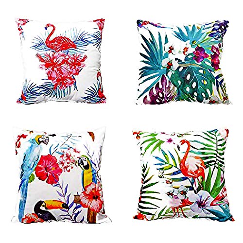 Leaf and Birds Printed Throw Pillow Covers | Velvet Decorative Cushion Cover for Couch Sofa and Bed