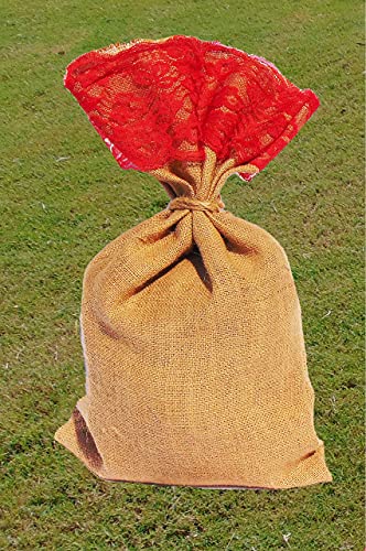4 Pack -Burlap Bags |13-14 inch by 27 inch, Wedding Party Favor Gift Bags.