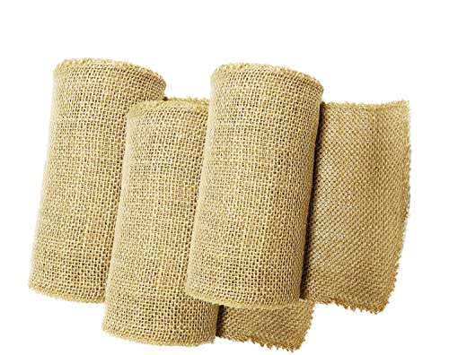 Natural Jute Burlap Ribbon Roll for Craft Decoration | Burlap Roll Jute | Jute Ribbon Roll - 6 Inches X 5 Yards Pack of 3