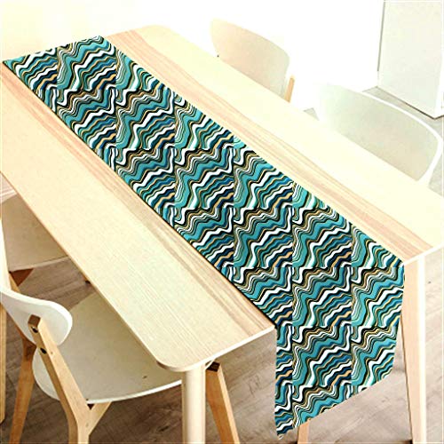 AAYU Geometric Imitation Linen Table Runner 14 x 108 Inch Runner for Everyday, Dinner Party, Outdoor Dining, Events, Decor