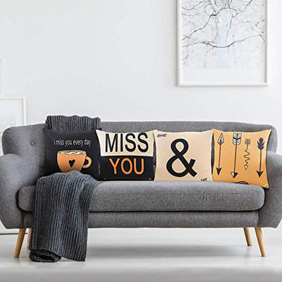 AAYU Decorative Linen Cushion Cover | Double Side HD Printing | High GSM Fabric | Square Throw Pillow Cushion Case for Living Room Sofa Couch Bedroom Car | 20 x 20 inch 50 x 50 cm | Set of 4