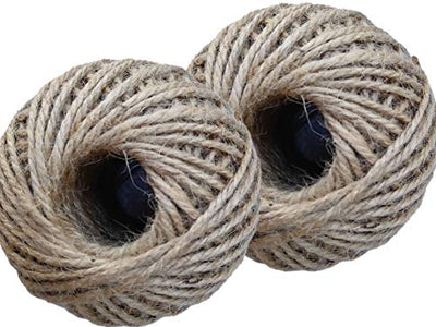 2 Pack - Brown Jute Twine Ball, Total 400 Ft 3 Ply 200 ft Each, Jute-Burlap Garden Strings, Craft or Decoration (Natural-200)