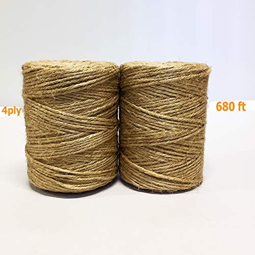 AAYU Jute Twine Spool | 4 Pack | 4 Ply 1360 Feet | Eco-Friendly Natural Rope for DIY, Arts and Crafts, Gift Wrapping, Bundling, Gardening, Packing String