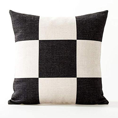 AAYU Black and White Geometric Decorative Throw Pillow Covers 18 x 18 Inch Set of 2 Linen Cushion Covers for Couch Sofa Bed Home Decor