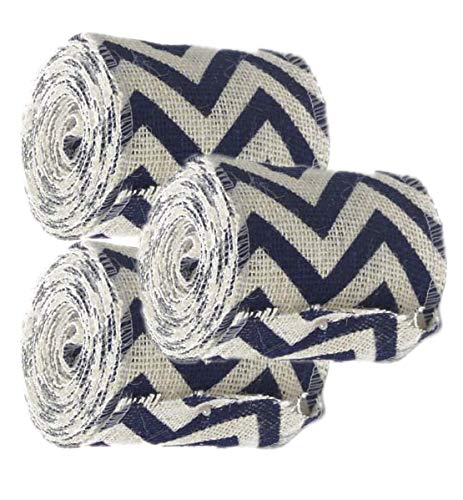 AAYU Natural Burlap Ribbon 2 Inch X 5 Yards Blue and White Jute Ribbon for Crafts Gift Wrapping Wedding