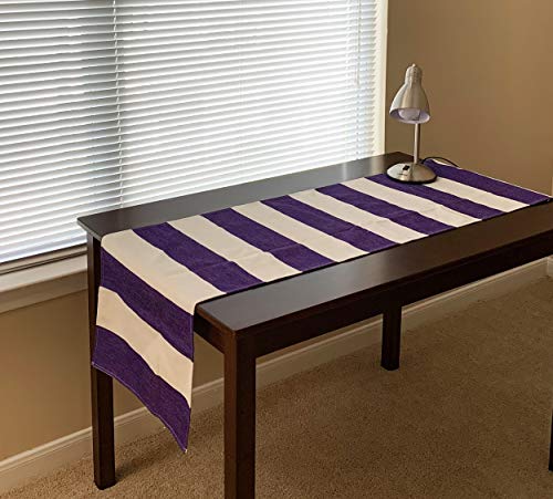AAYU Purple and White Striped Table Runner 16 x 72 Inch Imitation Linen Runner for Everyday Birthday Baby Shower Party Banquet Decorations Table Settings