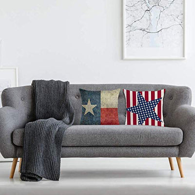 AAYU Decorative Throw Pillow Covers 20 x 20 Inch Set of 2 Red Blue and White Linen Cushion Covers for Couch Sofa Bed Home Decor