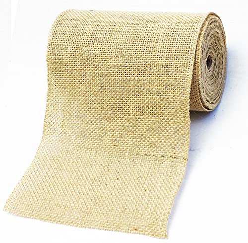 6&quot; X 15 feet -10 Yards | Finished Edges Tight Weave Great for a Variety of Craft, Decoration, and DIY Projects (Natural, 6 Inch 5 Yards)