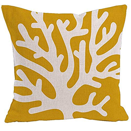 AAYU Tree Decorative Throw Pillow Covers 20 x 20 Inch Set of 2 Yellow and Blue Linen Cushion Covers for Couch Sofa Bed Home Decor
