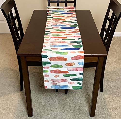 AAYU Colorful Imitation Linen Table Runner 14 x 108 Inch Runner for Everyday Birthday Baby Shower Party Banquet Decorations Table Settings