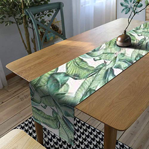 AAYU Leaf Imitation Linen Table Runner 14 x 108 Inch Wedding Birthday Baby Shower Party Banquet Decorations Table Settings