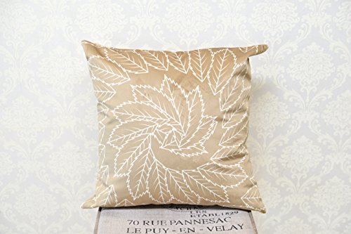 Velvet Decorative Throw Pillow Covers | Leaf Printed Cushion Cover for Couch Sofa and Bed