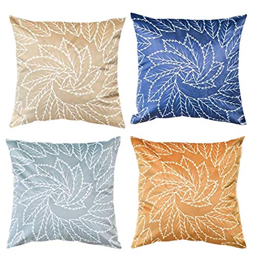 Velvet Decorative Throw Pillow Covers | Leaf Printed Cushion Cover for Couch Sofa and Bed