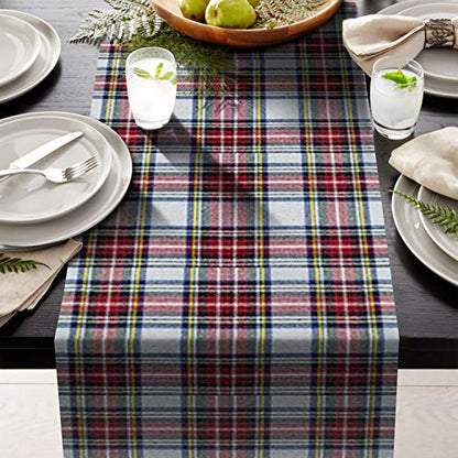 AAYU Tartan Plaid Table Runner 14 x 108 Inch Red and Black Scottish Plaid Table Runner for Everyday Party Wedding Table Settings