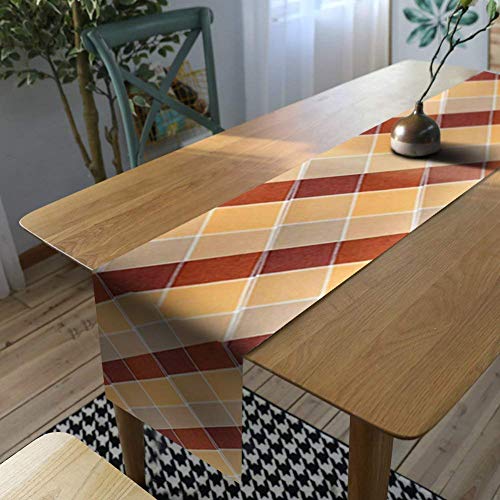 AAYU Checkered Imitation Linen Table Runner 14 x 108 Inch Everyday Birthday Baby Shower Party Banquet Decorations Table Settings