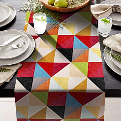 AAYU Geometric Table Runner 16 x 72 Inch Imitation Linen Runner for Everyday Birthday Baby Shower Party Banquet Decorations Table Settings