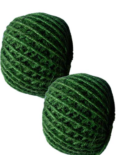 2 Pack - Green Jute Twine Ball, Total 300 Ft 3 Ply 150 ft Each, Jute-Burlap Garden Strings, Craft or Decoration (Green)
