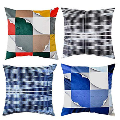 AAYU Velvet Decorative Throw Pillow Covers 18 x 18 Inch Set of 4 Geometric Cushion Covers for Couch Sofa Bed Home Decor