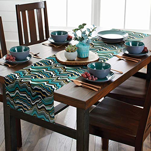 AAYU Geometric Imitation Linen Table Runner 14 x 108 Inch Runner for Everyday, Dinner Party, Outdoor Dining, Events, Decor