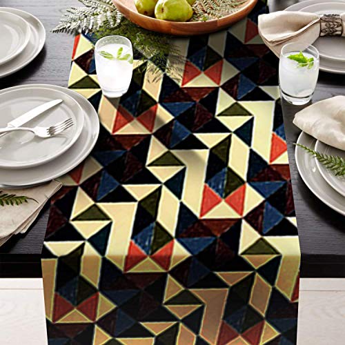 AAYU Geometric Imitation Linen Table Runner 14 x 108 Inch Runner for Everyday, Dinner Party, Outdoor Dining, Events, Decor