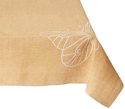 Burlap Square Table Cloth | Jute Table Toppers| 55 x 55 inch Burlap Table Cover | Butterfly Burlap Rustic Table Runner