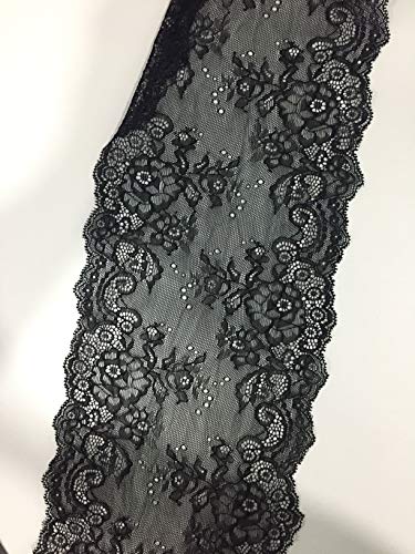 Black Floral lace 7.5 Inch X 5 Yards