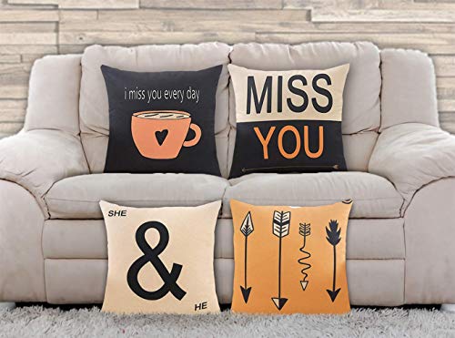 AAYU Decorative Linen Cushion Cover | Double Side HD Printing | High GSM Fabric | Square Throw Pillow Cushion Case for Living Room Sofa Couch Bedroom Car | 20 x 20 inch 50 x 50 cm | Set of 4