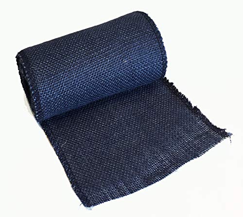 AAYU Brand Premium Burlap Ribbon Rolls | Navy 5 Inch x 5 Yards | 100% Natural, Eco-Friendly | Floral Arrangements and Gift Decor (Navy)