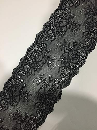 Black Floral lace 7.5 Inch X 5 Yards