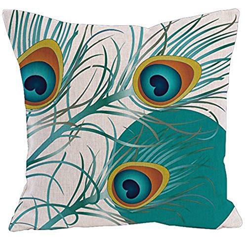 AAYU Feather Decorative Throw Pillow Covers 20 x 20 Inch Set of 2 Linen Cushion Covers for Couch Sofa Bed Home Decor