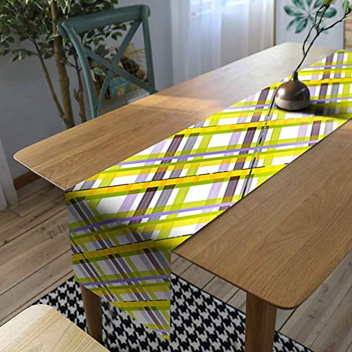 AAYU Tartan Imitation Linen Table Runner 14 x 108 Inch Runner for Everyday, Dinner Party, Outdoor Dining, Events, Decor
