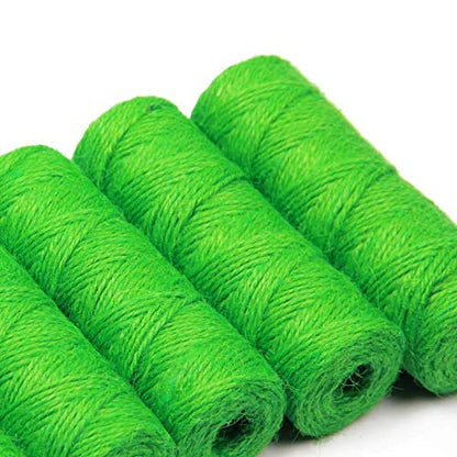 AAYU Natural Green Jute Twine Spool 4 Ply 328 Feet Colored Jute String for Arts and Crafts Packing Gift Wrapping Decorations Gardening (6 Pack)