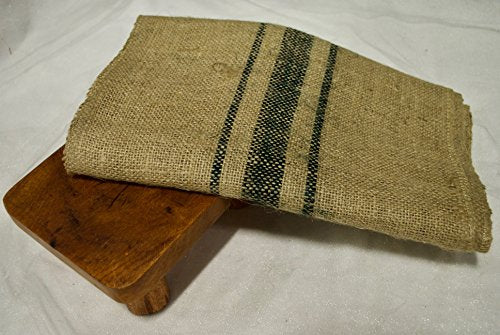 Natural Burlap Jute Runner Roll with green stripe | Burlap Fabric Table Runners