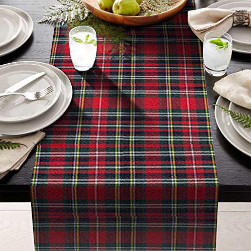 AAYU Tartan Plaid Table Runner 14 x 108 Inch Red Scottish for Everyday Party Wedding Settings
