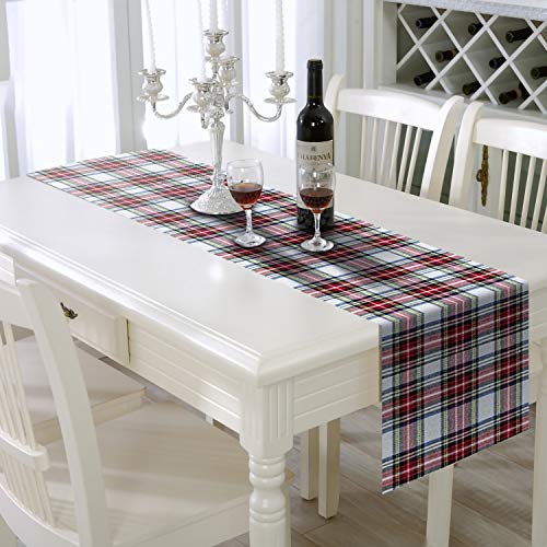 AAYU Tartan Plaid Table Runner 14 x 108 Inch Red and Black Scottish Plaid Table Runner for Everyday Party Wedding Table Settings