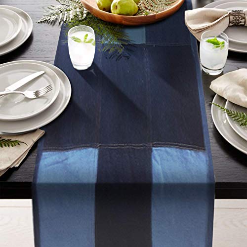 AAYU Denim Table Runner/Bed Runners 108" | Solid and Mixed Reversible 17-18 Inch X 108inches Premium Quality Perfect for Wedding, Parties Decor