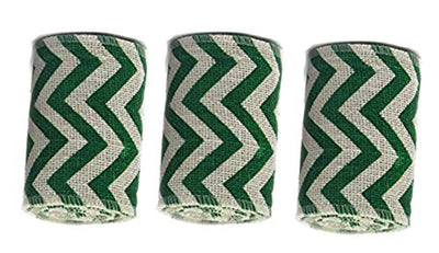 AAYU Natural Burlap Ribbon 5 Inch X 5 Yards Green and White Wave Print Jute Ribbon for Crafts Gift Wrapping Wedding