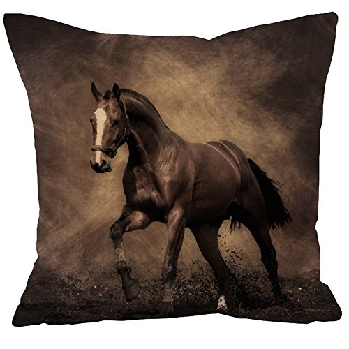 AAYU Horse Print Decorative Throw Pillow Covers 20 x 20 Inch Set of 2 Linen Cushion Covers for Couch Sofa Bed Home Decor