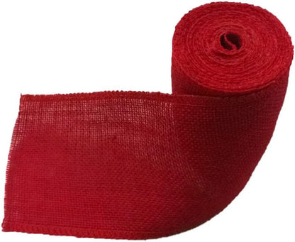 AAYU Brand Premium red 5&quot; Burlap Ribbon Rolls | Red 5 Inch x 5 Yards 100% Natural, Eco-Friendly, Natural Floral Arrangements and Gift Decor (Red)