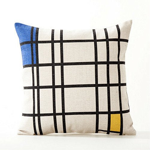 AAYU Grid Pattern Decorative Throw Pillow Covers 18 x 18 Inch Set of 2 Linen Cushion Covers for Couch Sofa Bed Home Decor