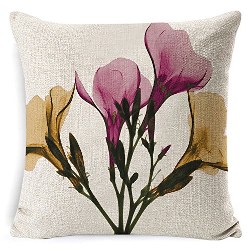 Flower Print Decorative Throw Pillow Covers | Leaf Printed Pillow Covers | Linen Cushion Covers for Couch Sofa and bed