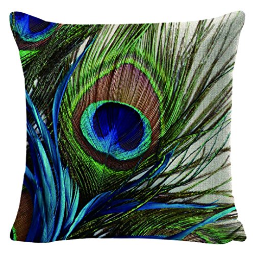 AAYU Peacock Design Pillow Covers 4 18 X 18 Inch | 45 X 45 cm | 4 Piece Set | Digital Printed | Prime Quality Pillow Cover | Both Sides Printed