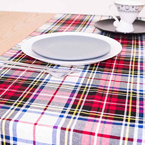 AAYU Tartan Plaid Table Runner 14 x 108 Inch Red and Black Scottish Plaid Table Runner for Everyday Party Wedding Table Settings