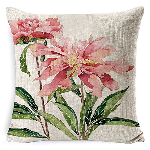 Flower Print Decorative Throw Pillow Covers | Leaf Printed Pillow Covers | Linen Cushion Covers for Couch Sofa and bed